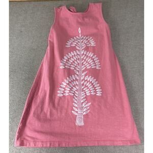 Girl's Tea Mithila Tree Graphic Dress Sz 8 A-Line Pink Sleeveless Open Back